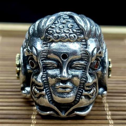 Buddha & Mara Silver Ring
