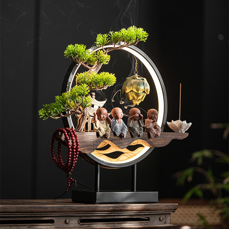 Four Wise Little Monks With LED Decoration