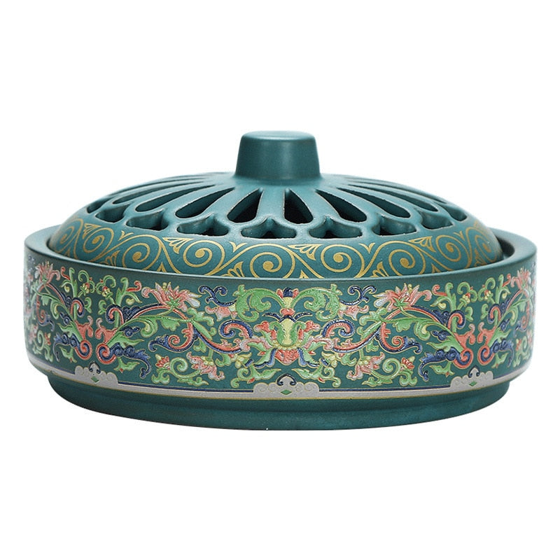 Enamel Ceramic Incense Coil Burner Ornament