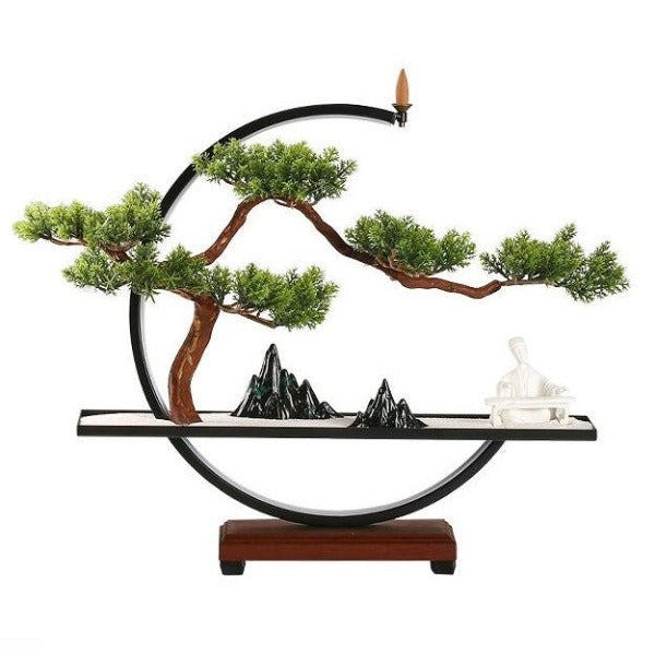 Zen Ring LED Backflow Incense Burner Lamp With Tree
