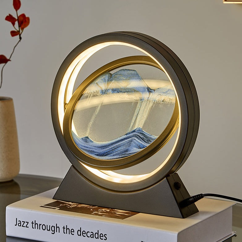 3D LED Light Round Quicksand Sand Art Table Lamp