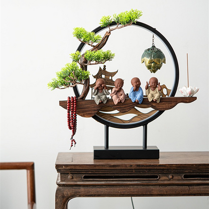 Four Wise Little Monks With LED Decoration