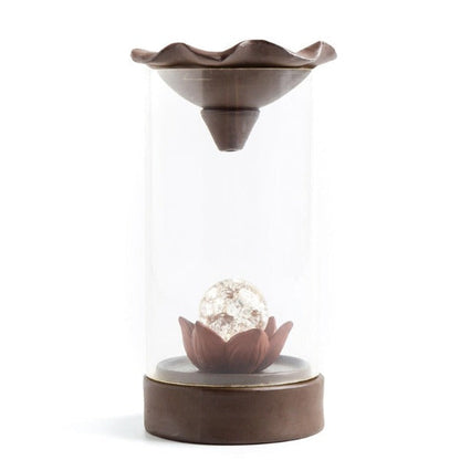 Lotus Crystal Ball Glass Backflow Incense Burner With LED