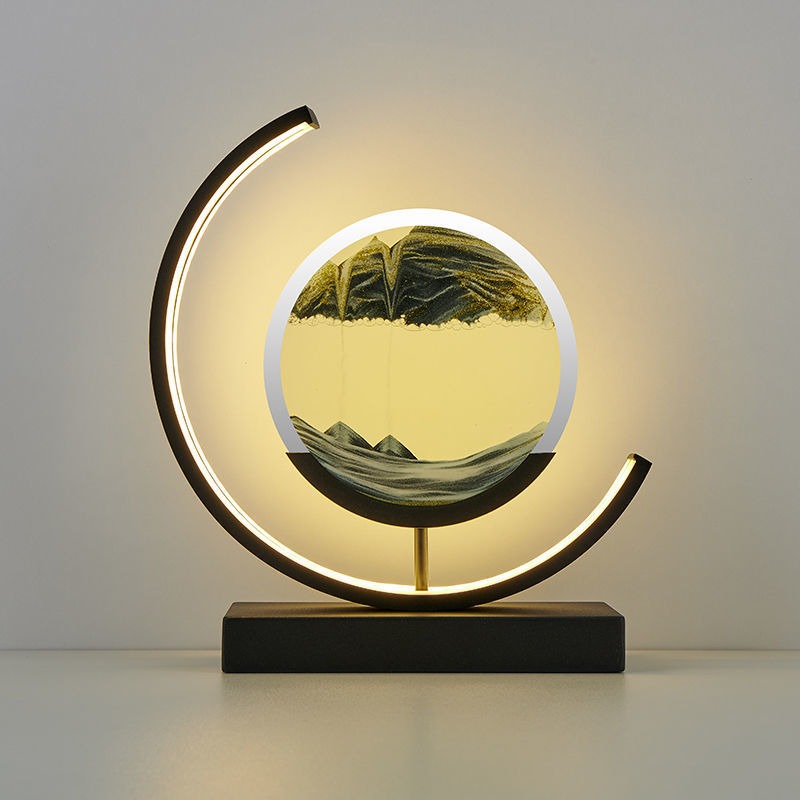 Moving Sand Moon Art Table Lamp USB LED Hourglass Night Light