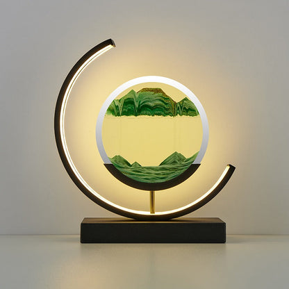 Moving Sand Moon Art Table Lamp USB LED Hourglass Night Light