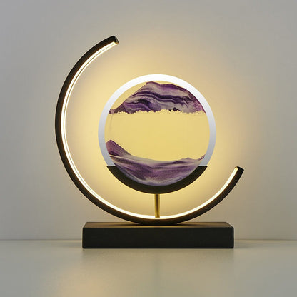 Moving Sand Moon Art Table Lamp USB LED Hourglass Night Light