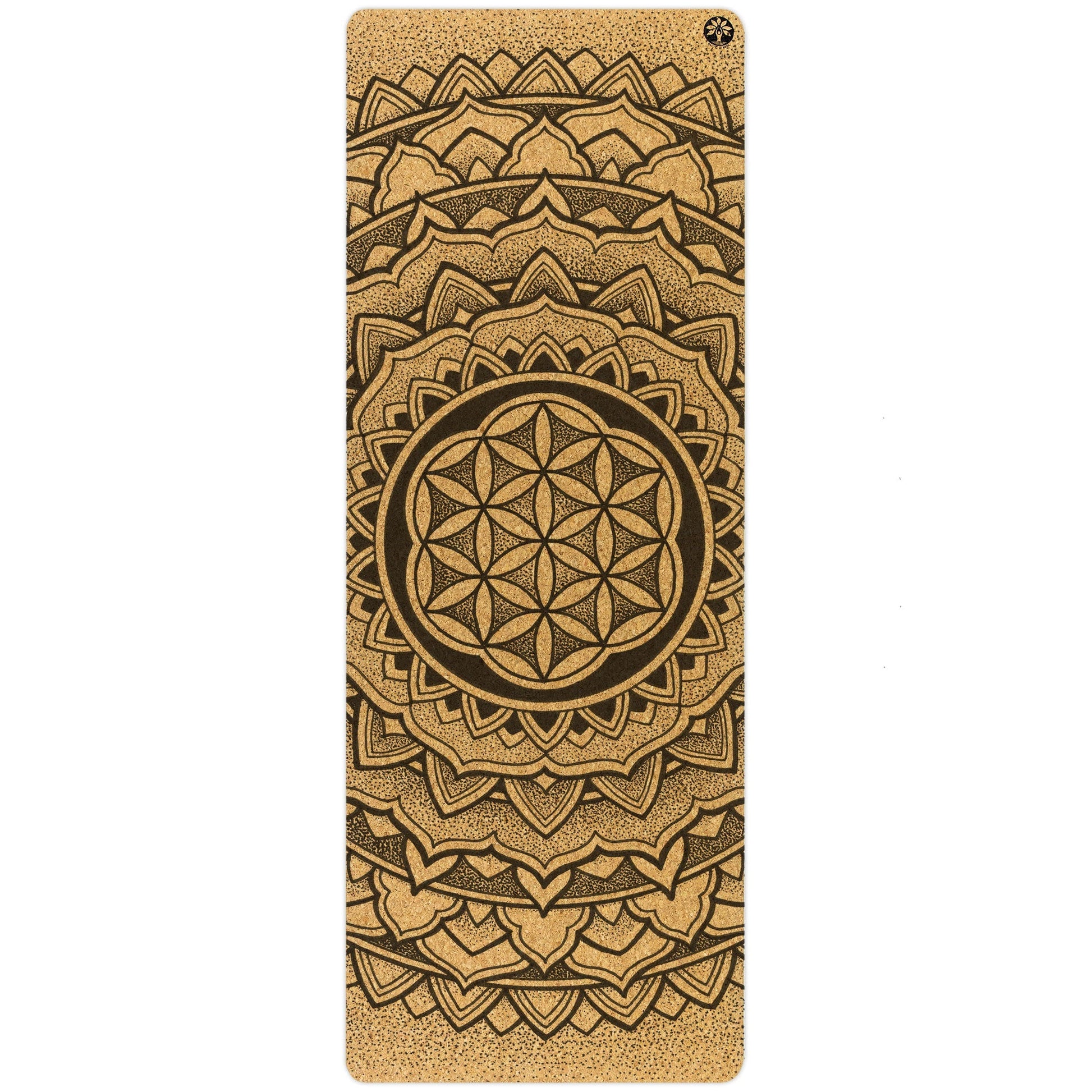 Yoga mat with intricate geometric pattern on a white background