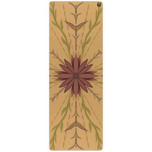 Yoga mat with floral design on a beige background