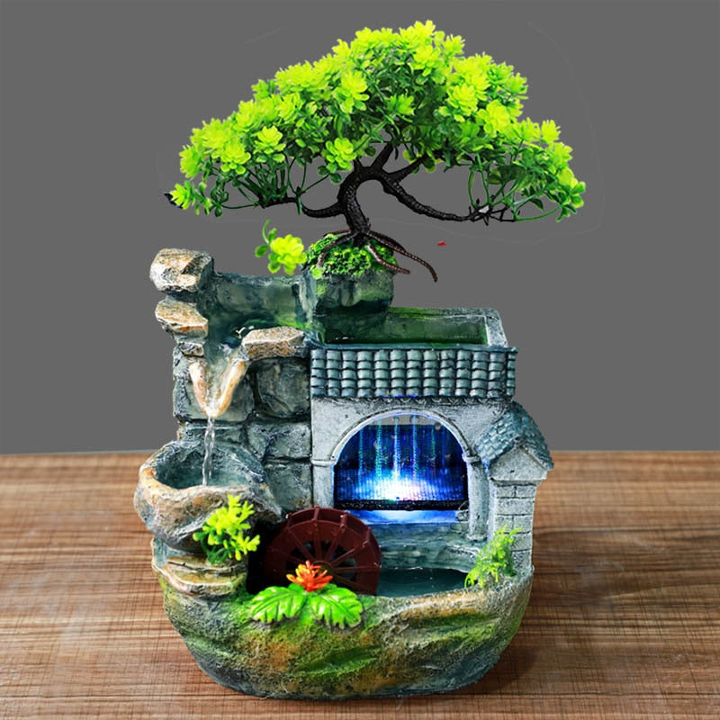 Rockery Tabletop Waterfall Bonsai Tree Fountain