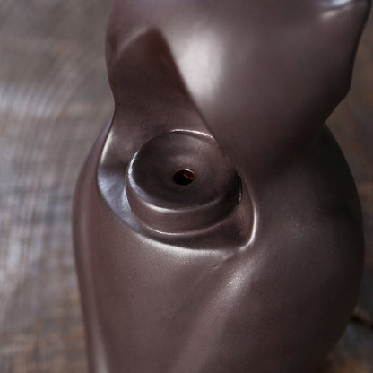 Ceramic Owl Waterfall Animal Backflow Incense Burner