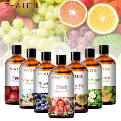Phatoil 100ml Fruit Perfume Fragrance Oils for Aroma Diffuser With Droppers