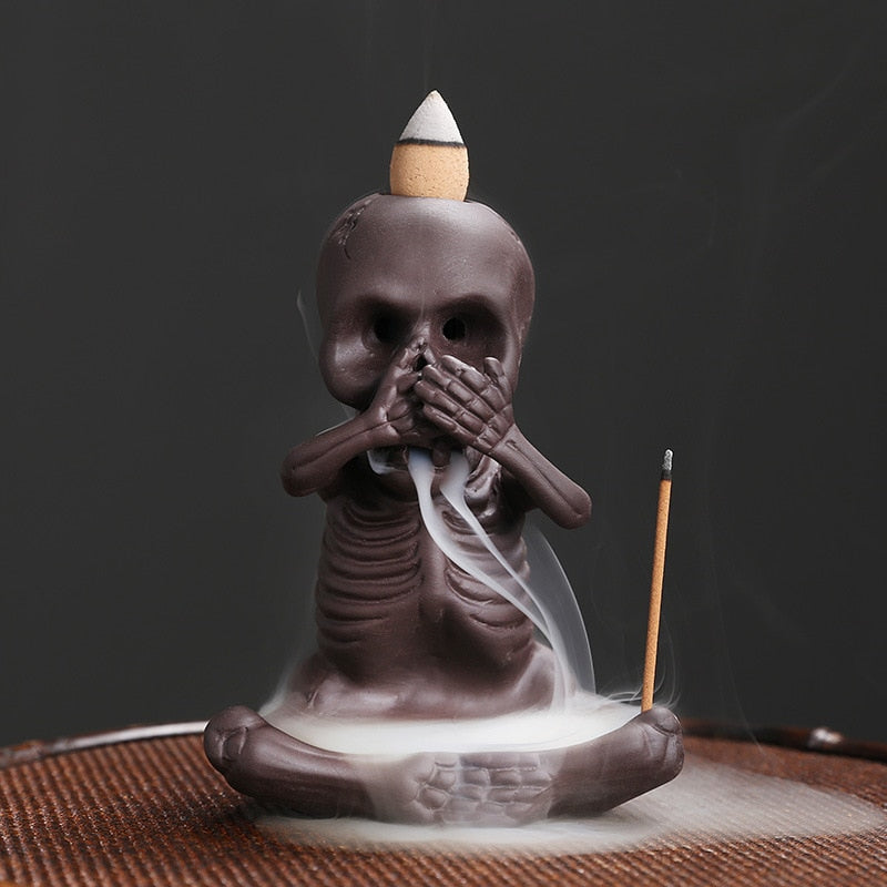 Halloween Skeleton Ceramic Backflow Incense Burner Holder