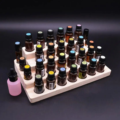 Natural Wood Essential Oil Display Stand Holder Storage Organizer For 30 Slots 5-15ml Bottles