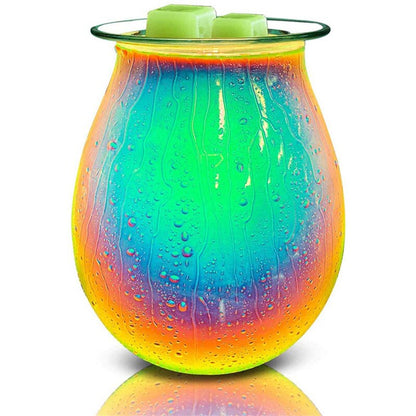 Rainbow Art Glass Electric Plug In Wax Warmer Essential Oil Burner Night Light Lamp