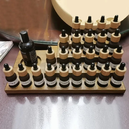Vintage 25 Slot Wooden Essential Oil Bottles Storage Holder Display Rack