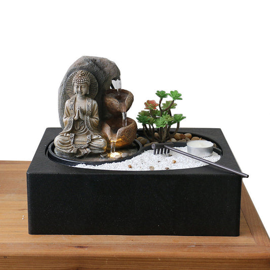 Indoor Desktop Fountain Waterfall With Buddha Statue