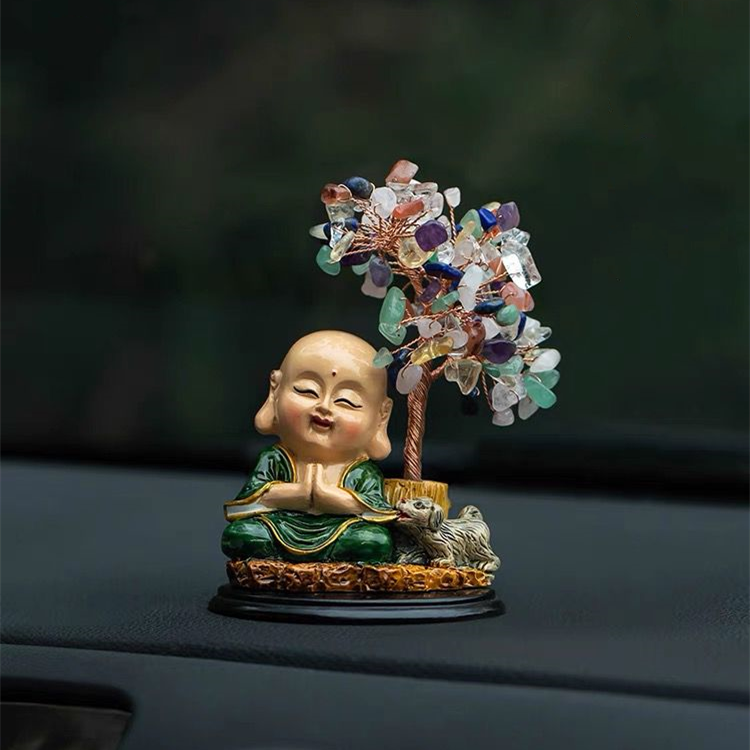 Laughing Buddha With Crystal Tree