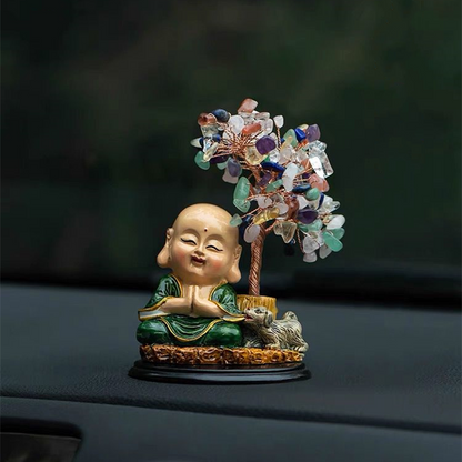 Laughing Buddha With Crystal Tree