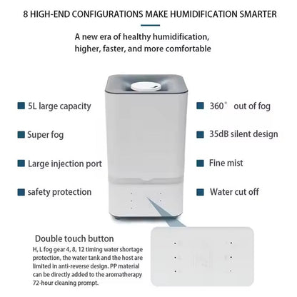 Large Capacity 5L High Life Touch Panel Cool Mist Ultrasonic Humidifier