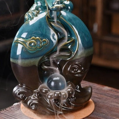 Dragon With Crystal Ball Large Waterfall Backflow Incense Burner