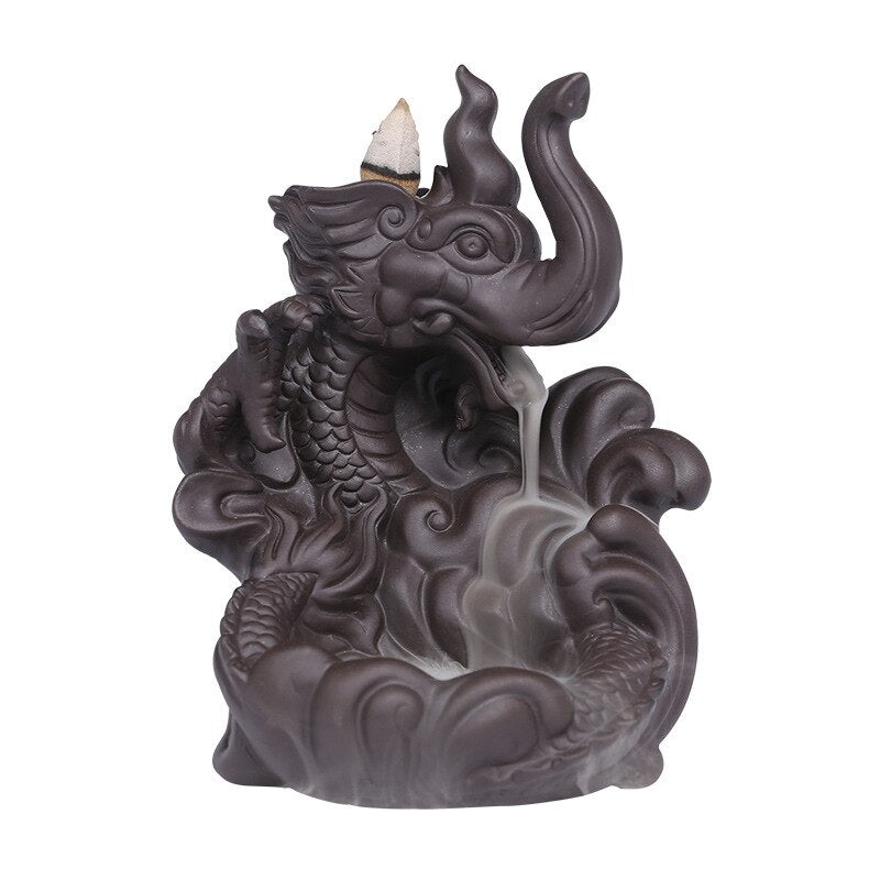 3D Relief Dragonphant Backflow Incense Burner