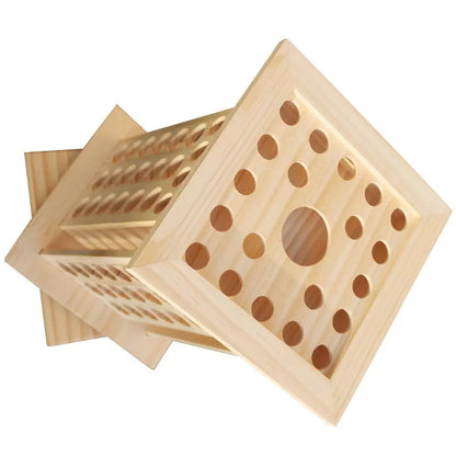 125 Hole Rotatable Essential Oil Bottle Holder Wooden Display Stand Storage