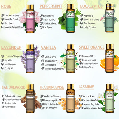 Phatoil Pure Natural Plant Extract Diary Of Essential Oils With Droppers (9 pcs)