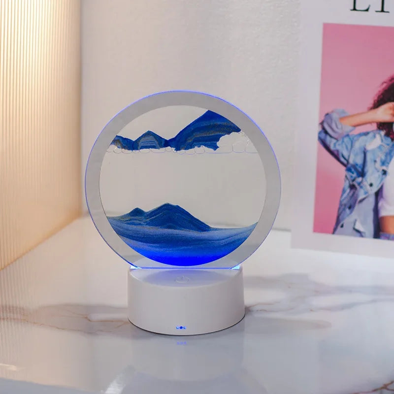 Quicksand Night Light 3D USB Table Sand Art Lamp with Touch Switch 7 Colors