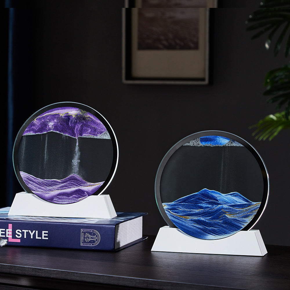 3 Color USB Moving Sand Art LED Round Table Lamp