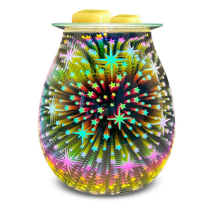 3D Star Glass Electric Wax Melt Warmer with LED Light Fragrance Oil Burner