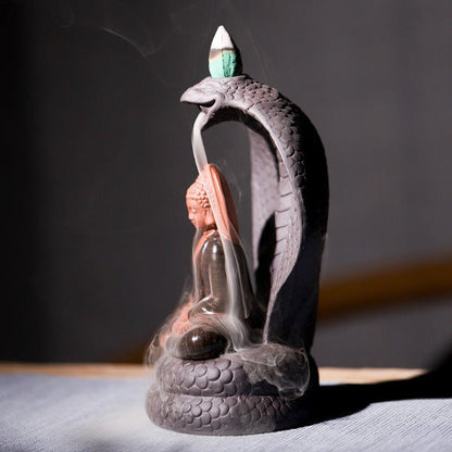 Snake Backflow Incense Burner With Buddha