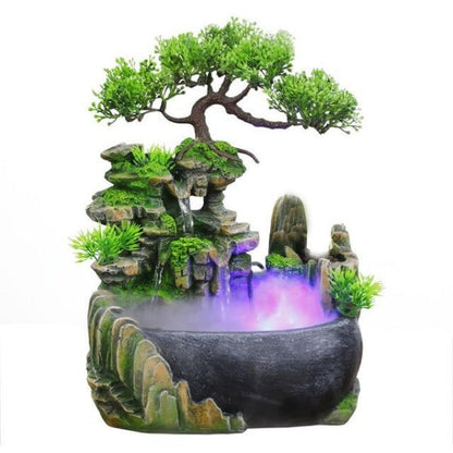 Feng Shui Bonsai Waterfall Indoor Fountain With Fog & LED