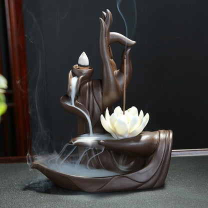 Lotus Of Life Flower Waterfall Backflow Incense Burner