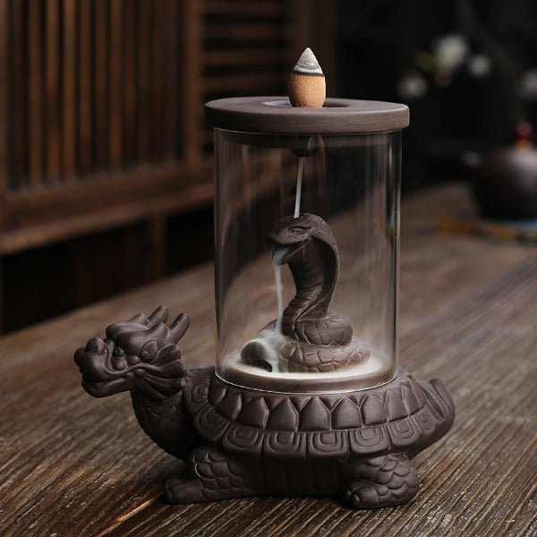 Turtle Windproof Backflow Incense Burner With Snake Inside