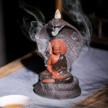 Snake Backflow Incense Burner With Buddha