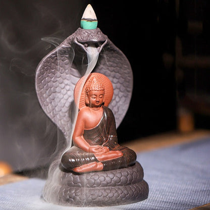 Snake Backflow Incense Burner With Buddha