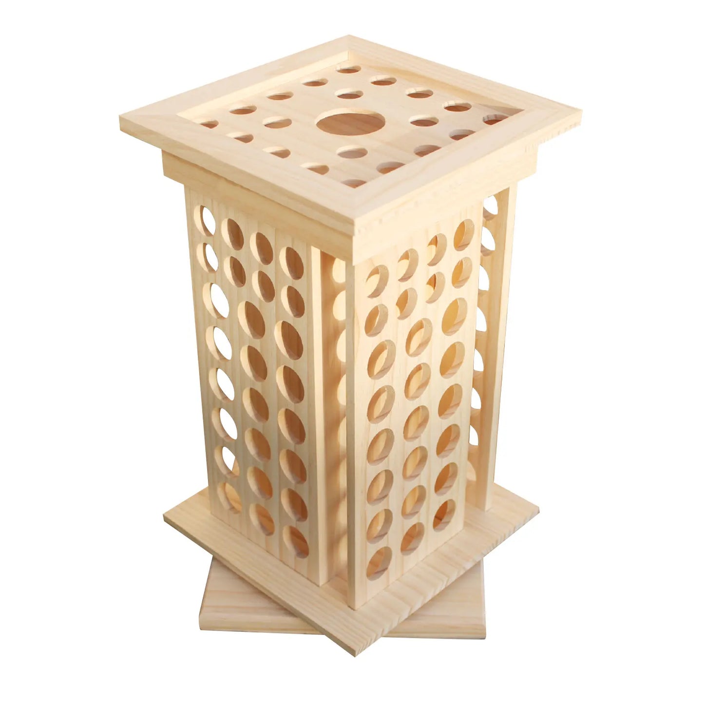 125 Hole Rotatable Essential Oil Bottle Holder Wooden Display Stand Storage
